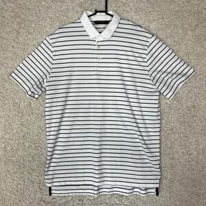 Polo Golf Ralph Lauren Shirt Mens Large White Striped Cotton Blend Preppy Casual